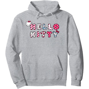 image:imageHello Kitty Logo Retro Icons Pullover HoodieHeather Grey