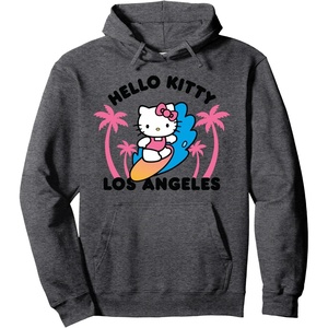 image:imageHello Kitty Los Angeles Surfing Pullover HoodieDark Heather Grey
