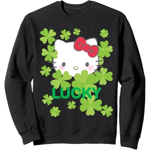 image:imageHello Kitty Lucky Clover St Patricks Day Sweatshirt SweatshirtBlack