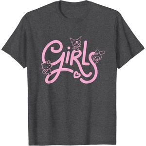 image:imageHello Kitty My Melody Kuromi Girls TShirt SmallDark Heather Grey
