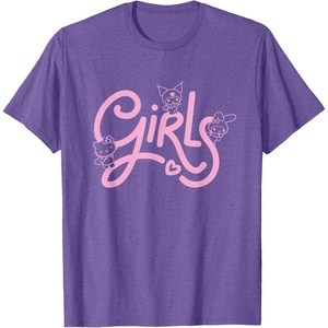 image:imageHello Kitty My Melody Kuromi Girls TShirt SmallPurple Heather