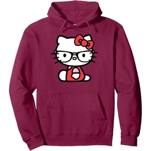 image:imageHello Kitty Nerd Glasses Pullover HoodieBurgundy