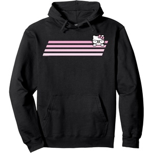 image:imageHello Kitty Nerd Glasses Retro Stripe Hoodie Pullover HoodieBlack