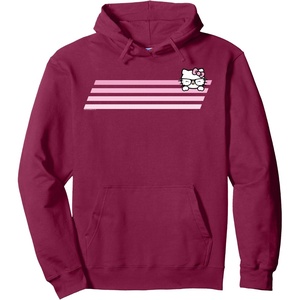 image:imageHello Kitty Nerd Glasses Retro Stripe Hoodie Pullover HoodieBurgundy