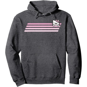image:imageHello Kitty Nerd Glasses Retro Stripe Hoodie Pullover HoodieDark Heather Grey