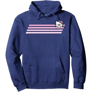 image:imageHello Kitty Nerd Glasses Retro Stripe Hoodie Pullover HoodieNavy Blue