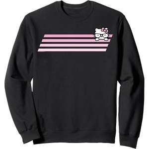 image:imageHello Kitty Nerd Glasses Retro Stripe Sweatshirt SweatshirtBlack