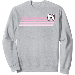 image:imageHello Kitty Nerd Glasses Retro Stripe Sweatshirt SweatshirtHeather Grey