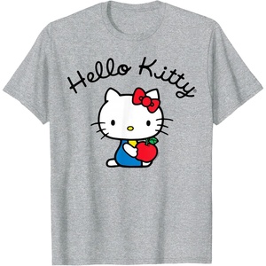 image:imageHello Kitty Retro Logo Tee Shirt TShirtHeather Grey