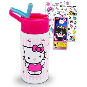 image:imageHello Kitty Stainless Steel Water Bottle Set  Bundle of 14oz Reusable Canteen for Home School amp Sports Sticker Tattoos More  HK Bottle amp Straw