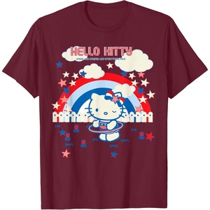 image:imageHello Kitty Summertime Americana Tee Shirt TShirtBurgundy