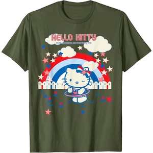 image:imageHello Kitty Summertime Americana Tee Shirt TShirtOlive Green