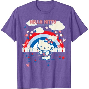 image:imageHello Kitty Summertime Americana Tee Shirt TShirtPurple Heather