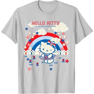 image:imageHello Kitty Summertime Americana Tee Shirt TShirtSilver Grey