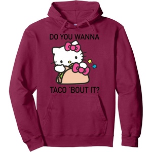 image:imageHello Kitty Taco Bout It Hoodie Pullover HoodieBurgundy