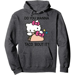 image:imageHello Kitty Taco Bout It Hoodie Pullover HoodieDark Heather Grey