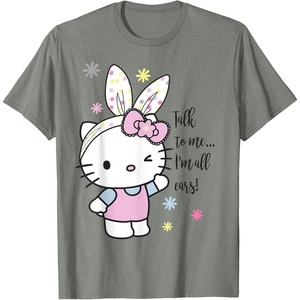 image:imageHello Kitty Talk to Me Easter Tee Shirt TShirtOlive Heather