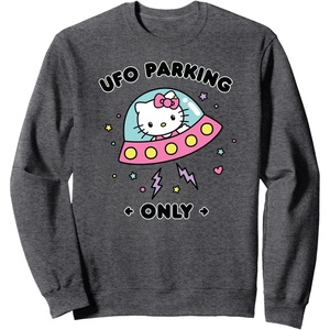image:imageHello Kitty UFO Parking Only Area 51 Alien Spaceship SweatshirtDark Heather Grey