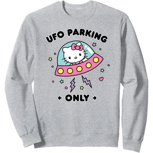 image:imageHello Kitty UFO Parking Only Area 51 Alien Spaceship SweatshirtHeather Grey