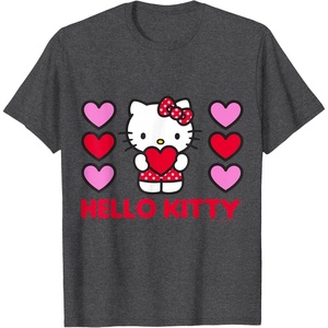 image:imageHello Kitty Valentine Hearts Shirt TShirtDark Heather Grey