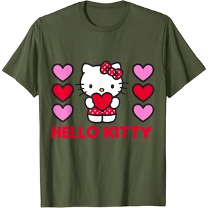 image:imageHello Kitty Valentine Hearts Shirt TShirtOlive Green