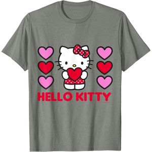 image:imageHello Kitty Valentine Hearts Shirt TShirtOlive Heather