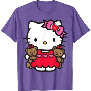 image:imageHello Kitty Valentine Teddy Bear Tee Shirt TShirtPurple Heather