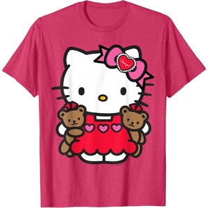 image:imageHello Kitty Valentine Teddy Bear Tee Shirt TShirtRed Heather