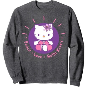 image:imageHello Kitty Yoga Peace Love Lotus Meditation SweatshirtDark Heather Grey