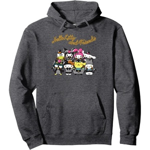 image:imageHello Kitty and Friends Black Cat Halloween Pullover HoodieDark Heather Grey