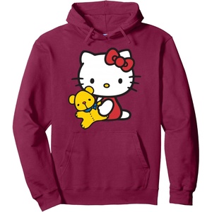 image:imageHello Kitty and Teddy Bear Hoodie Pullover HoodieBurgundy