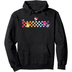 image:imageHello Sanrio Characters Checkerboard Hoodie Pullover HoodieBlack