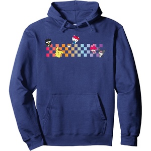 image:imageHello Sanrio Characters Checkerboard Hoodie Pullover HoodieNavy Blue