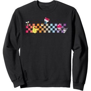 image:imageHello Sanrio Characters Checkerboard Sweatshirt SweatshirtBlack