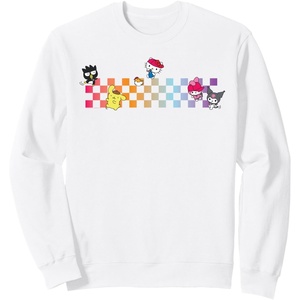 image:imageHello Sanrio Characters Checkerboard Sweatshirt SweatshirtWhite