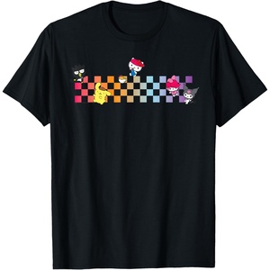 image:imageHello Sanrio Characters Checkerboard Tee Shirt TShirtBlack