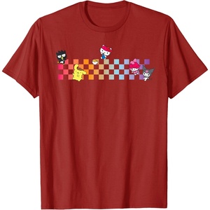 image:imageHello Sanrio Characters Checkerboard Tee Shirt TShirtCranberry Red