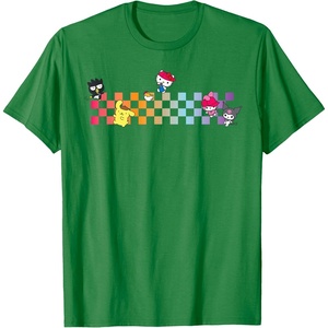 image:imageHello Sanrio Characters Checkerboard Tee Shirt TShirtKelly Green