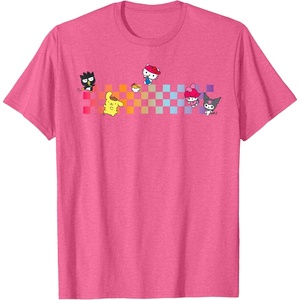 image:imageHello Sanrio Characters Checkerboard Tee Shirt TShirtPink Heather
