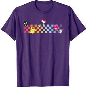 image:imageHello Sanrio Characters Checkerboard Tee Shirt TShirtPurple