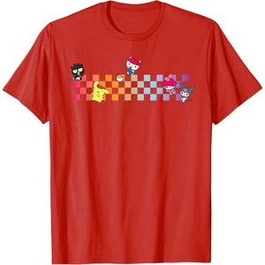 image:imageHello Sanrio Characters Checkerboard Tee Shirt TShirtRed
