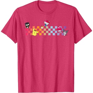 image:imageHello Sanrio Characters Checkerboard Tee Shirt TShirtRed Heather