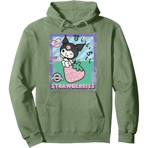 image:imageKuromi Strawberry Picking Strawberries Farm Pullover HoodieSage Green