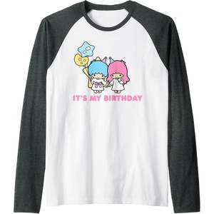 image:imageLittle Twin Stars Its My Birthday Raglan Baseball TeeDark Heather GreyWhite
