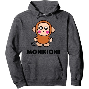 image:imageMonkichi Character Front and Back Pullover HoodieDark Heather Grey
