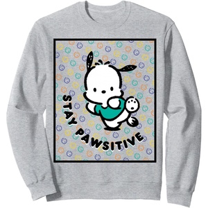 image:imagePochacco Stay Pawsitive Positive Good Energy Fun Vibes SweatshirtHeather Grey