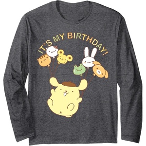 image:imagePompompurin Its My Birthday Long Sleeve TShirtDark Heather Grey
