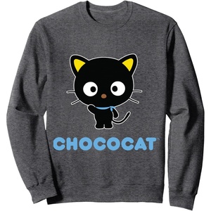image:imageSANRIO Chococat Character Front and Back Sweatshirt  Unisex Adult  Black  SmallDark Heather Grey