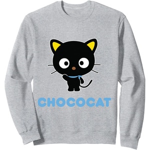 image:imageSANRIO Chococat Character Front and Back Sweatshirt  Unisex Adult  Black  SmallHeather Grey