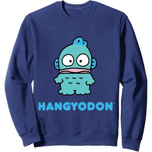 image:imageSANRIO Hangyodon Character Front and Back Sweatshirt  Mens Adult Unisex Black Classic Sweatshirt  Santa  Solid  Daily Wear  Cotton  Long Sleeve  Machine WashNavy Blue